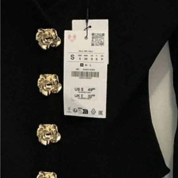 Zara Black Puff-Sleeve Button-Front Blouse - Picture 9 of 9